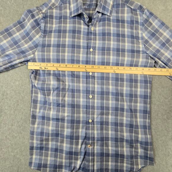 Tommy Hilfiger Shirt Mens Medium 15 1/2 32/33 Blue Plaid Long Sleeve Button Down - Picture 14 of 16